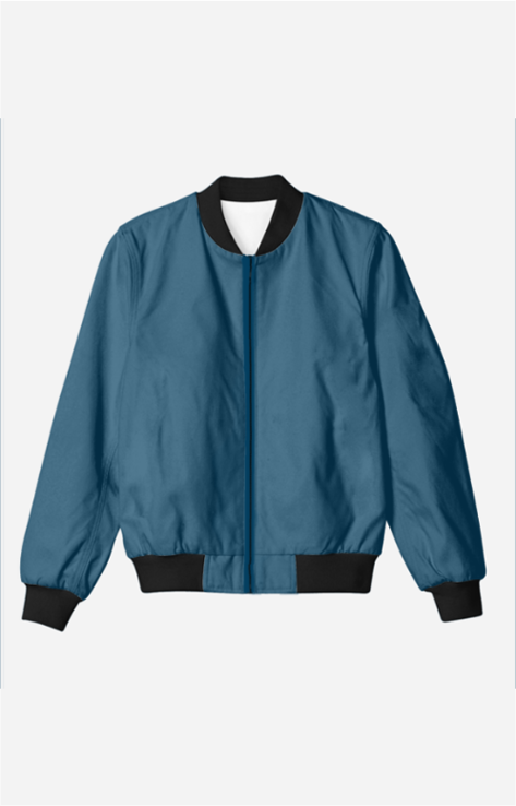 Blue Solid Bomber Jacket