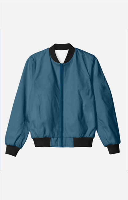 Blue Solid Bomber Jacket