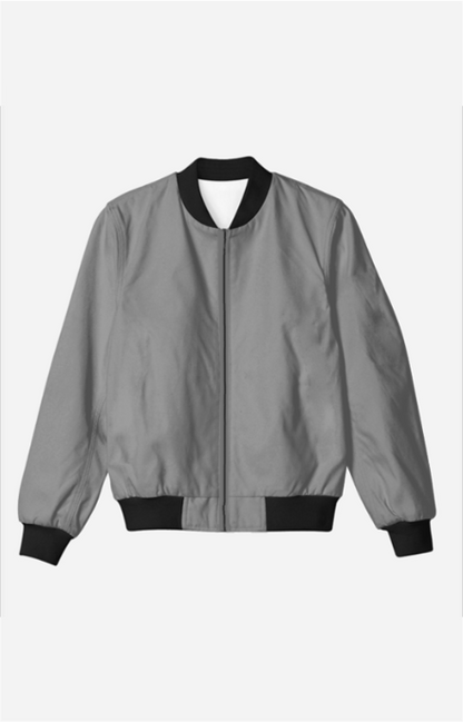 Grey Solid Bomber Jacket