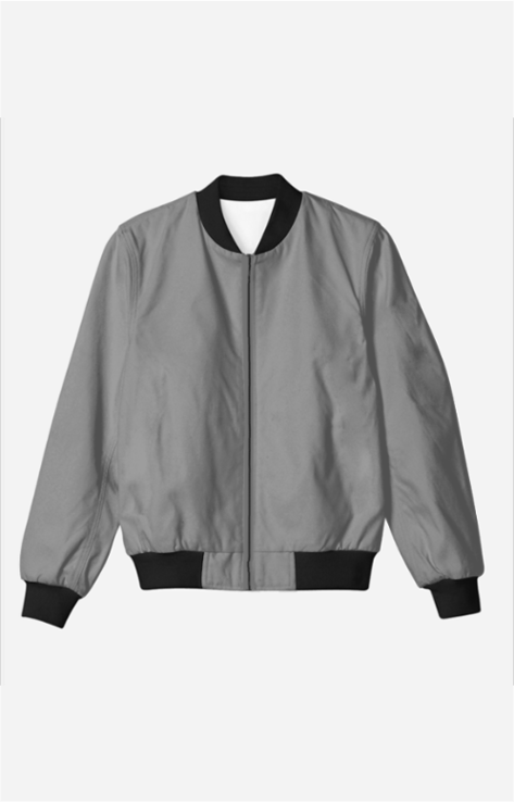 Grey Solid Bomber Jacket